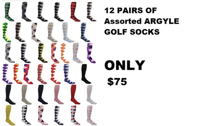 Argyle Golf Socks, Navy/Orange/White