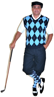 Men's Golf Knicker Outfit - Navy and Light Blue