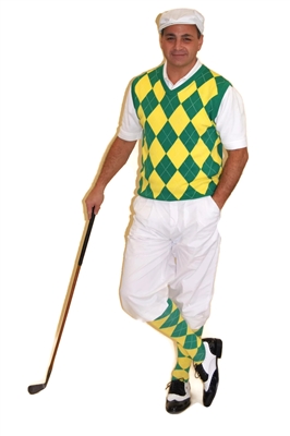 Men's Golf Knicker Outfit - White Knickers, Argyle Sweater