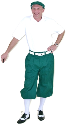 Men's Golf Outfit - Green Knickers, Cap, White Polo, Socks