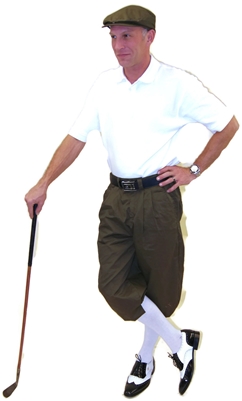 Men's Golf Knickers Outfit - Military Green, Flat Cap, Socks