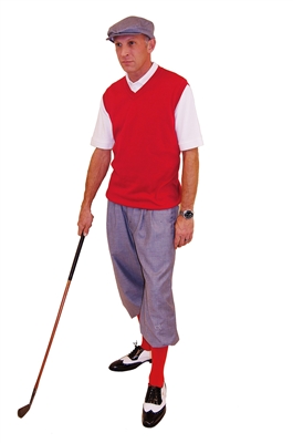 Men's Golf Outfit-Silk Touch Grey Knickers, Cap, Sweater